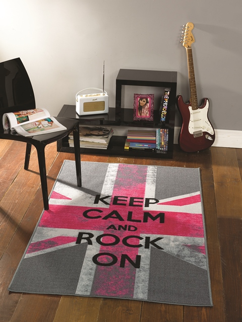 Cheap Pink & Grey Union Jack Rock Theme Rug Teenage Girls Bedroom Mat ...